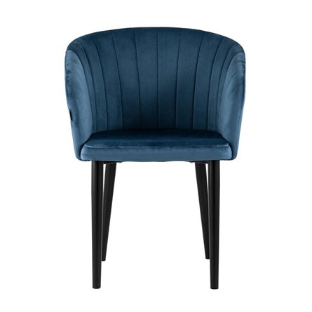 с подлокотниками Нейтон обивка велюр пыльно-синий ножки металл черные