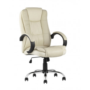 TopChairs Atlant офисное бежевое обивка экокожа, механизм качания Top Gun