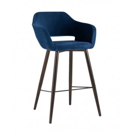 Саймон велюр тёмно-синий ножки металл темное дерево