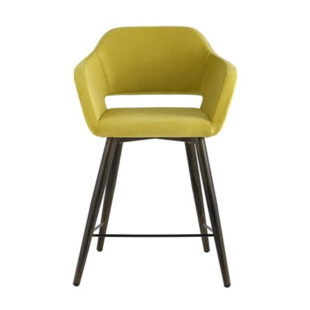 Саймон велюр золотистый ножки металл темное дерево