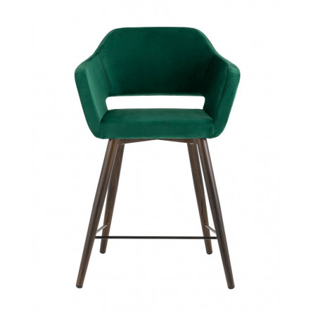 Саймон велюр тёмно-зелёный ножки металл темное дерево