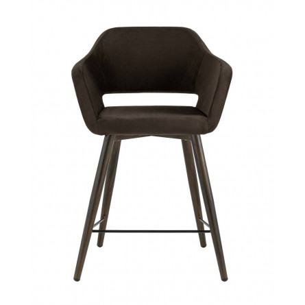 Саймон велюр тёмно-коричневый ножки металл темное дерево