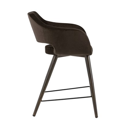 Саймон велюр тёмно-коричневый ножки металл темное дерево