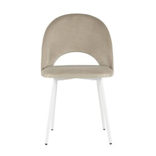 Меган велюр бежевый белые ножки из металла