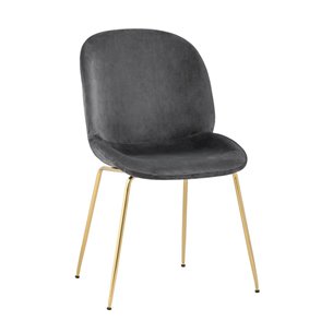 Beetle серый, металлический каркас, бархатная обивка, золотые ножки