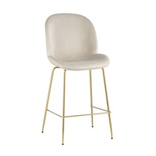 Beetle со спинкой бежевый золотые ножки обивка велюр металлический каркас