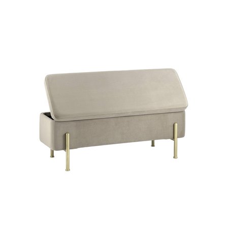 Болейн с ящиком велюр бежевый ножки из металла цвет золото