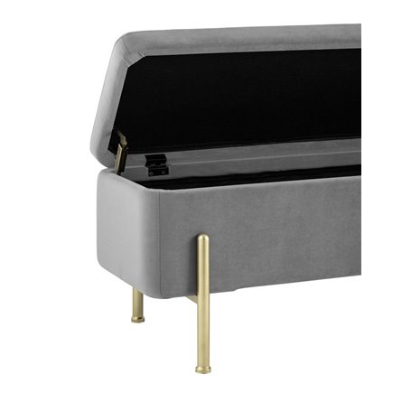 Болейн с ящиком велюр серый ножки из металла цвет золото