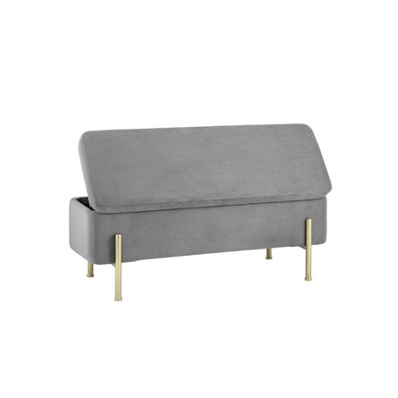 Болейн с ящиком велюр серый ножки из металла цвет золото