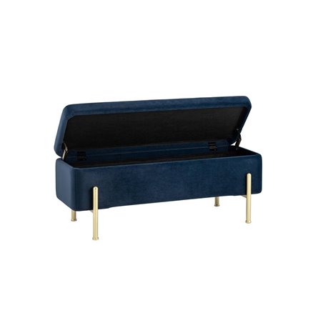 Болейн с ящиком велюр синий ножки из металла цвет золото