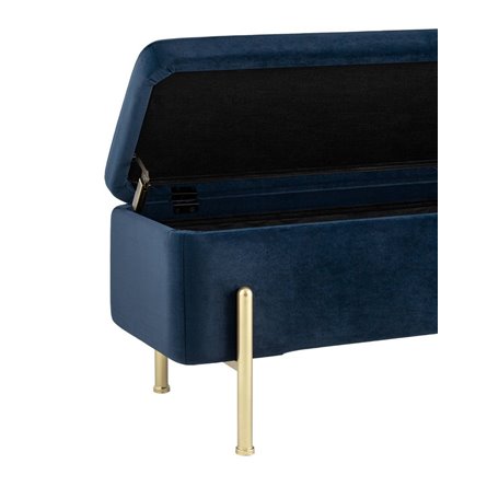 Болейн с ящиком велюр синий ножки из металла цвет золото