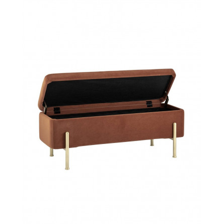 Болейн с ящиком велюр терракотовый ножки из металла цвет золото