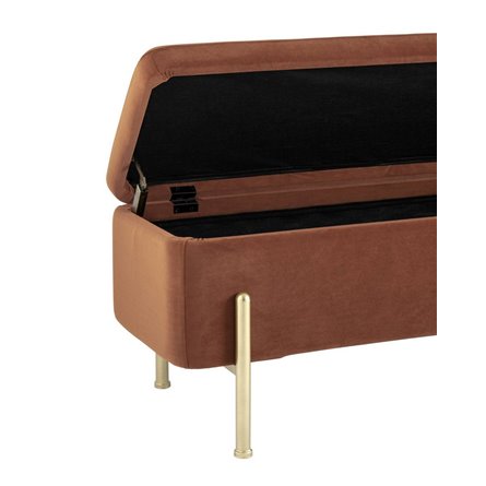 Болейн с ящиком велюр терракотовый ножки из металла цвет золото