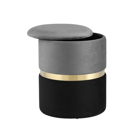 Кэрри с ящиком велюр серо-черный с декоративным золотым ободком