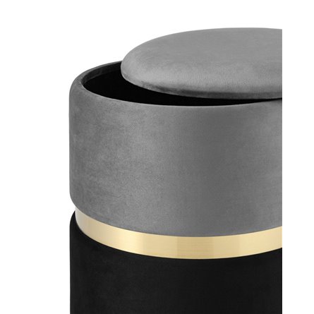 Кэрри с ящиком велюр серо-черный с декоративным золотым ободком