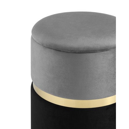 Кэрри с ящиком велюр серо-черный с декоративным золотым ободком