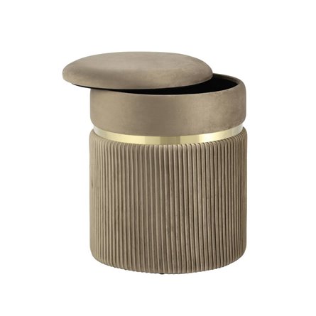 Миранда с ящиком велюр бежевый с декоративным золотым ободком