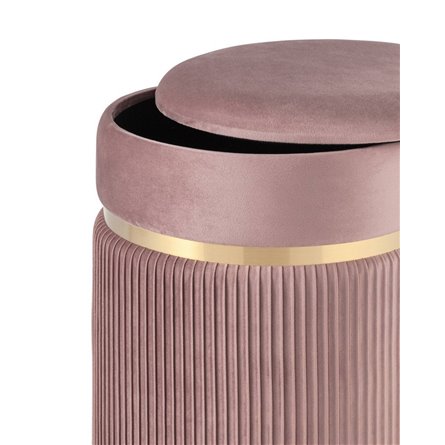 Миранда с ящиком велюр розовый с декоративным золотым ободком