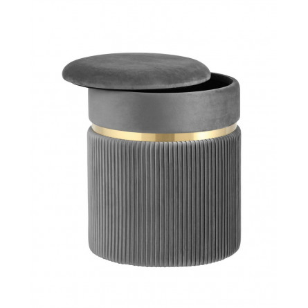 Миранда с ящиком велюр серый с декоративным золотым ободком