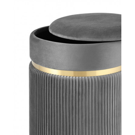 Миранда с ящиком велюр серый с декоративным золотым ободком