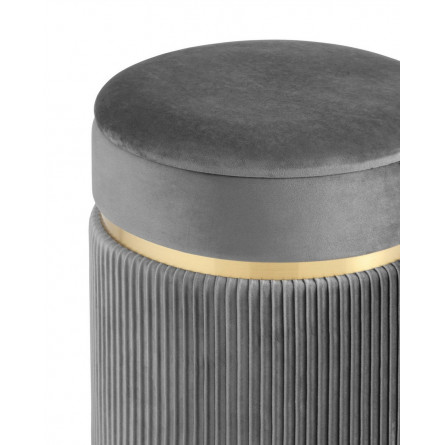 Миранда с ящиком велюр серый с декоративным золотым ободком