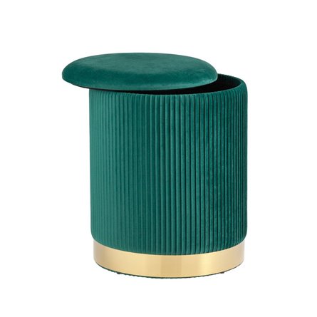 Шарлотта с ящиком велюр зеленый с металлическим основанием в золотом цвете