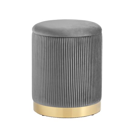 Шарлотта с ящиком велюр серый с металлическим основанием в золотом цвете