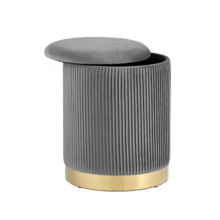 Шарлотта с ящиком велюр серый с металлическим основанием в золотом цвете