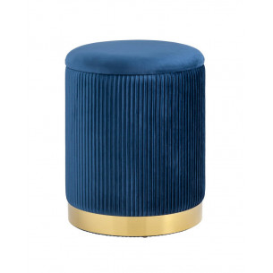 Шарлотта с ящиком велюр синий с металлическим основанием в золотом цвете
