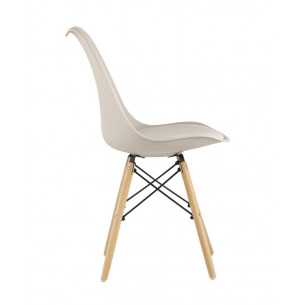 Eames Soft бежевый обеденный сиденье экокожа ножки из массива бука