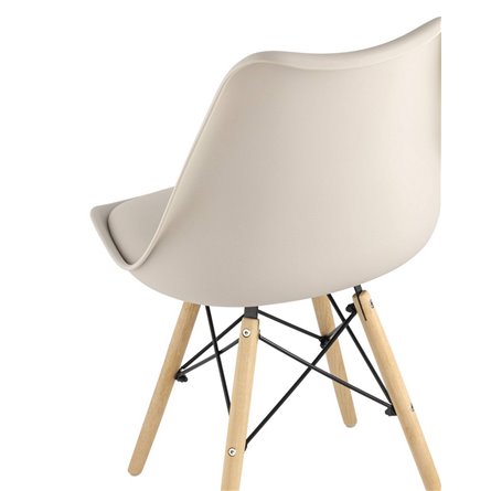 Eames Soft бежевый обеденный сиденье экокожа ножки из массива бука