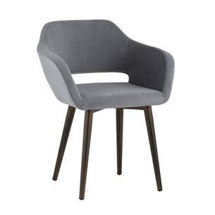 с подлокотниками Саймон велюр темно-синий ножки металл под дерево