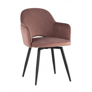 Венера вращающийся велюр пыльно-розовый обеденный ножки металл черный