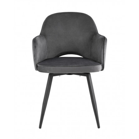 Венера вращающийся велюр серый обеденный ножки металл черный