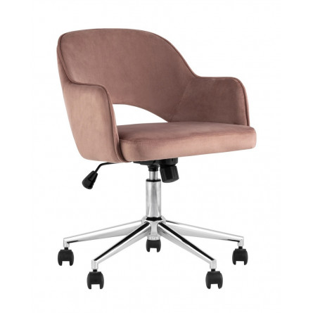 Кларк розовый обивка велюр крестовина хромированный металл