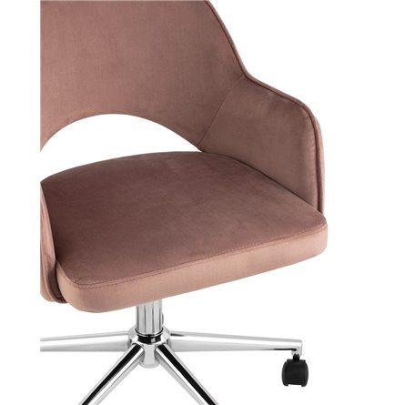 Кларк розовый обивка велюр крестовина хромированный металл