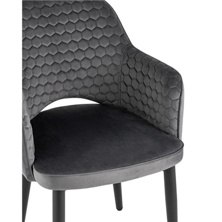 Венера Хани велюр серый обеденный ножки металл черный