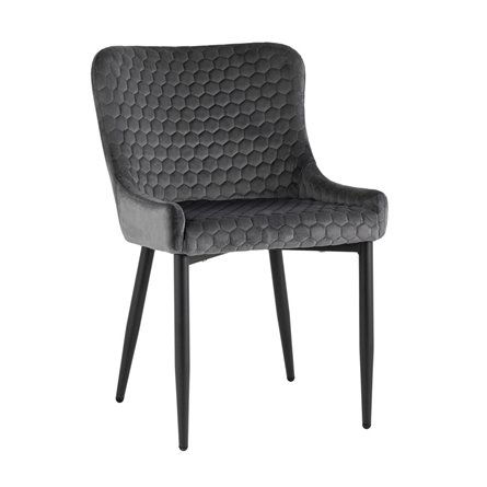 Ститч Хани велюр серый обеденный ножки металл черный