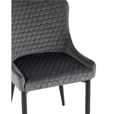 Ститч Хани велюр серый обеденный ножки металл черный