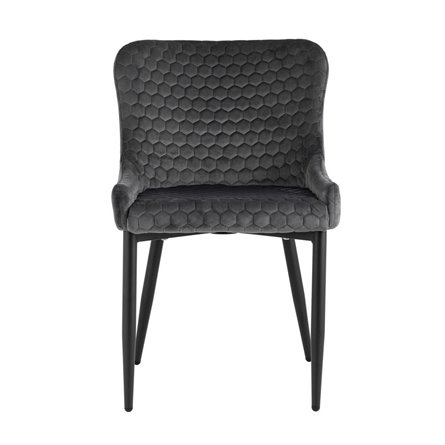 Ститч Хани велюр серый обеденный ножки металл черный
