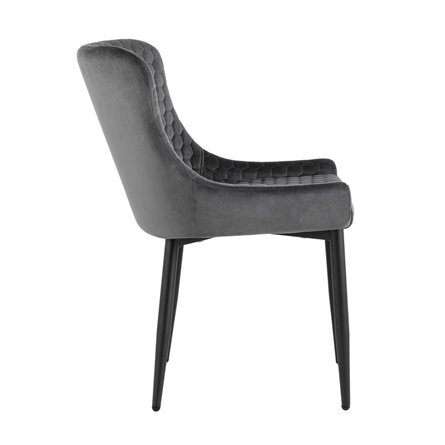 Ститч Хани велюр серый обеденный ножки металл черный