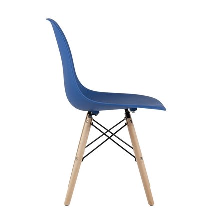 Eames Style DSW синий пластиковый, сталь, натуральный массив бука, 4 шт.