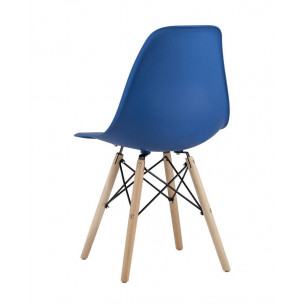 Eames Style DSW синий пластиковый, сталь, натуральный массив бука, 4 шт.
