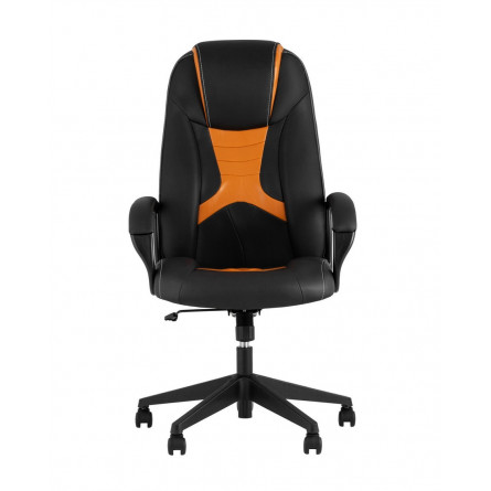 TopChairs ST-CYBER 8 черный/оранжевый эко.кожа крестовина пластик