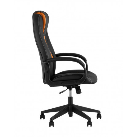 TopChairs ST-CYBER 8 черный/оранжевый эко.кожа крестовина пластик
