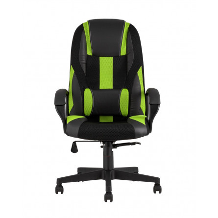 TopChairs ST-CYBER 9 GREEN ткань/экокожа черный/зеленый