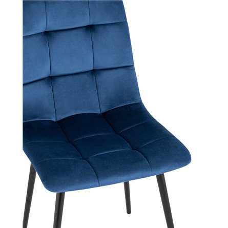 Одди велюр синий ножки из металла в черном цвете