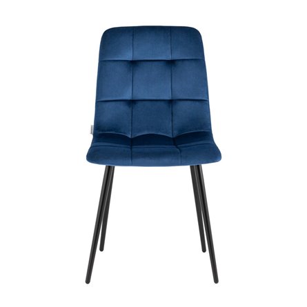 Одди велюр синий ножки из металла в черном цвете