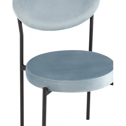 Барбара велюр серо-голубой со спинкой, ножки черные металл