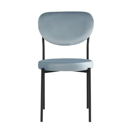 Барбара велюр серо-голубой со спинкой, ножки черные металл